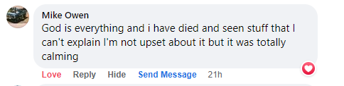 Facebook comment miracle testimony.