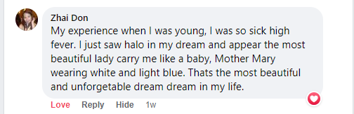 Facebook comment miracle testimony.