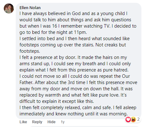 Facebook comment miracle testimony.