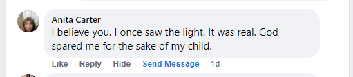 Facebook comment miracle testimony.