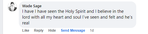 Facebook comment miracle testimony.