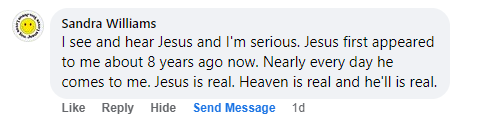 Facebook comment miracle testimony.