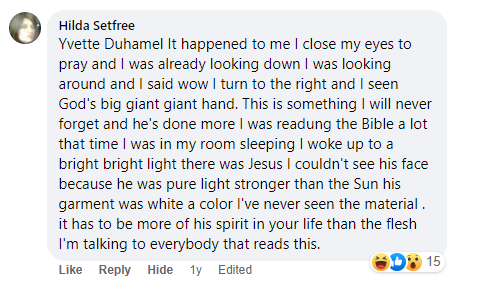 Facebook comment miracle testimony.