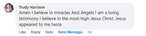 Facebook comment miracle testimony.