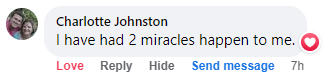 Facebook comment miracle testimony.