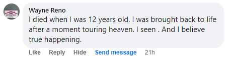 Facebook comment miracle testimony.