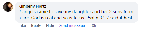 Facebook comment section miracle story shared in September 2023.