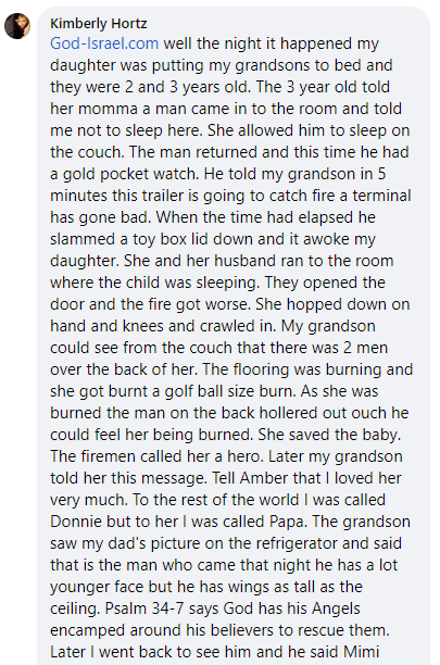 Facebook comment section miracle story.