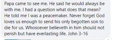 Facebook comment section miracle story.