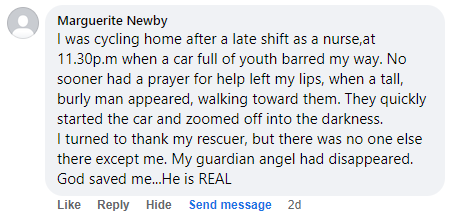 Facebook comment section miracle story.