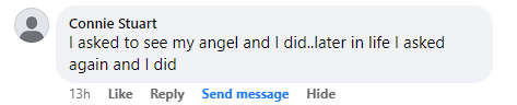 Miracle testimony comment from a Facebook page.