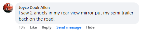 Miracle testimony comment from a Facebook page.