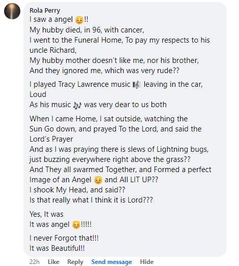 Miracle testimony comment from a Facebook page.