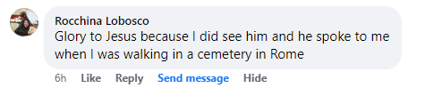 Facebook comment section miracle story shared in November 2024.