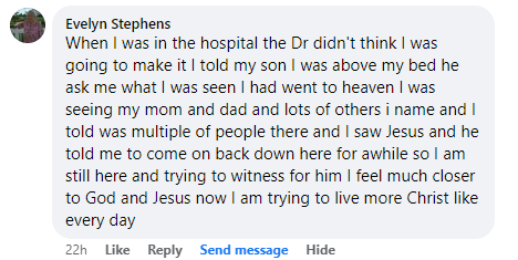 Facebook comment section miracle story shared in November 2024.