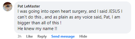 Facebook comment section miracle story shared in November 2024.