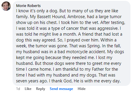 Facebook comment section miracle story shared in December 2024.
