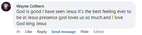 Facebook comment section miracle story shared in January 2025.
