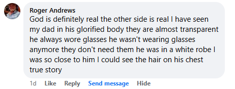 Facebook comment section miracle story shared in January 2025.