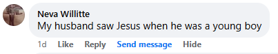 Facebook comment section miracle story shared in January 2025.