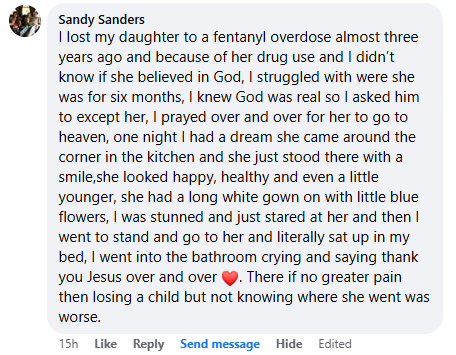 Facebook comment section miracle story shared in February 2025.
