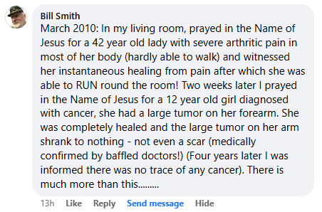 Facebook comment section miracle story shared in February 2025.