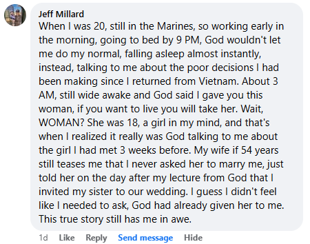 Facebook comment section miracle story shared in February 2025.