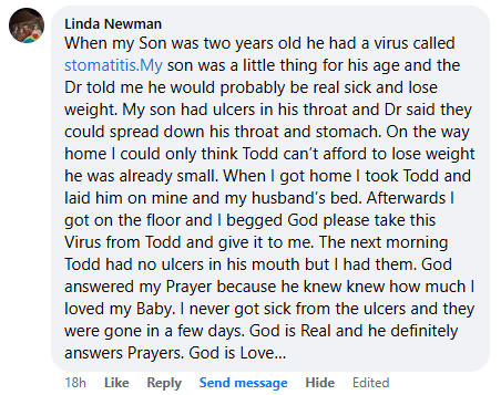 Facebook comment section miracle story shared in February 2025.