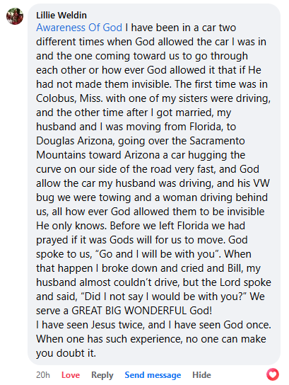 Facebook comment section miracle story shared in February 2025.