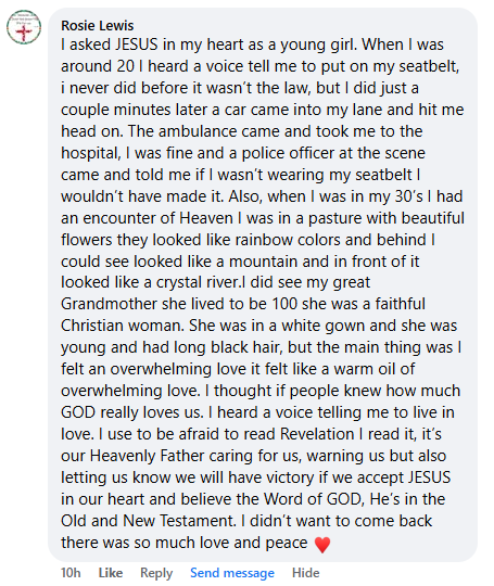 Facebook comment section miracle story shared in March 2025.