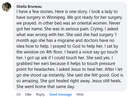 Facebook comment section miracle story shared in March 2025.