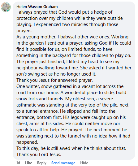 Miracle story shared July 2025.