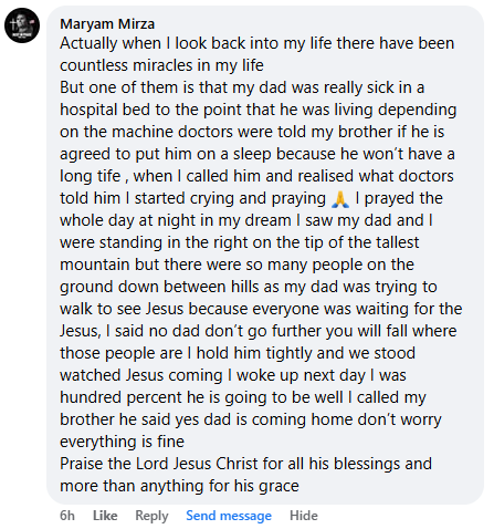 A miracle story was shared with me in November 2025.