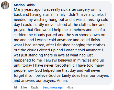 A miracle story was shared with me in March 2026.