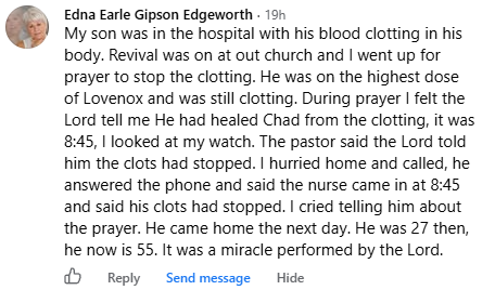 A miracle story was shared with me in October 2026.