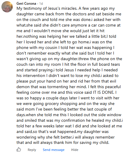 A miracle story was shared with me in October 2026.